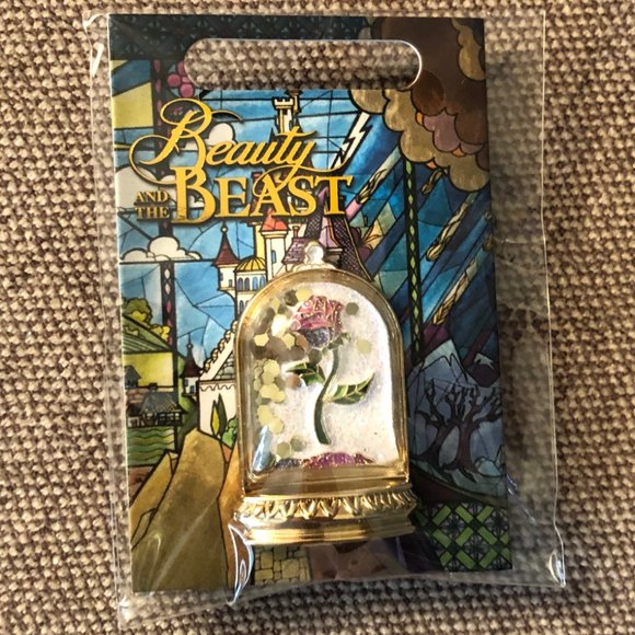 NWT Disney Beauty and the Beast Princess Belle Enchanted Rose Gold Glitter Pin - Picture 1 of 2